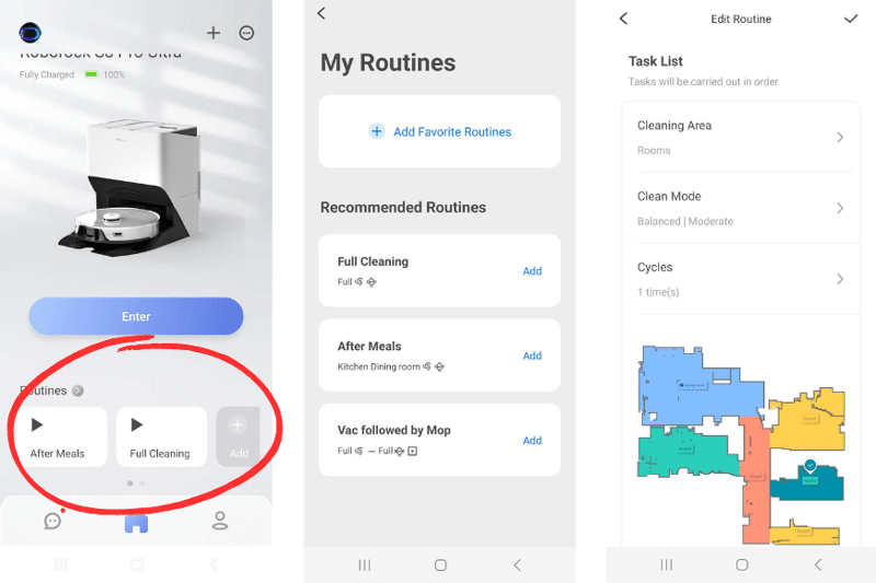 Setting up routines on the Roborock app